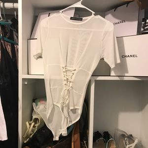 Naked wardrobe corset mesh bodysuit